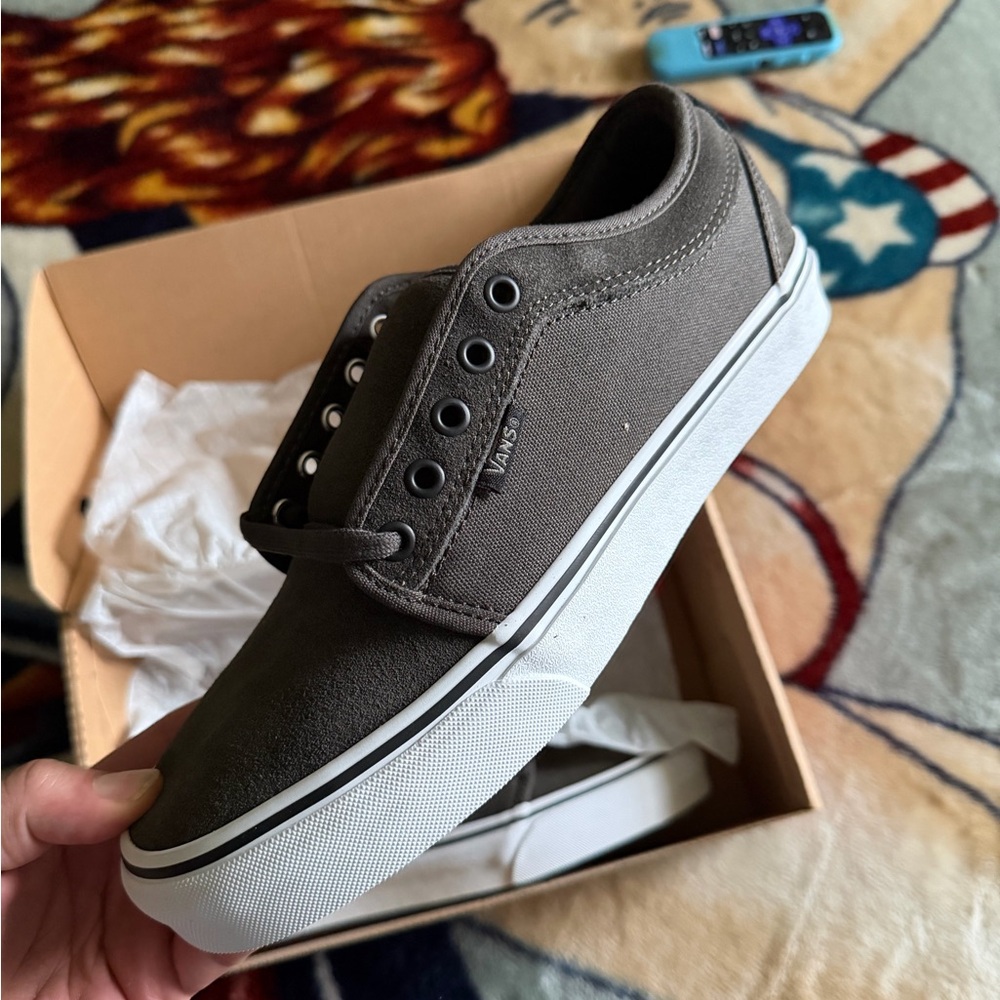 Vans Men's Low-Top Canvas Sneakers - Charcoal Gray with White Sole